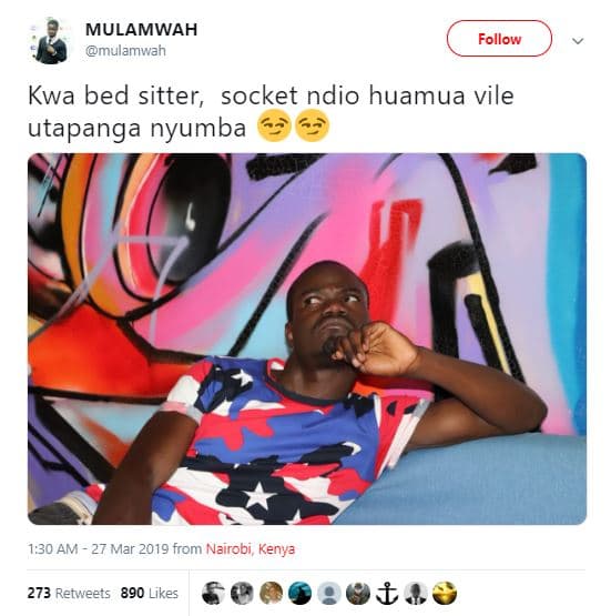 Mulamwah mulamwah follow kwa bed sitter, socket ndio huamua vile utapanga nyumba