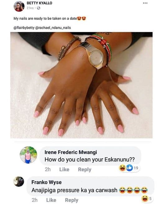 Betty kyallo 2 hrs my nails are ready to be taken on date flairbybetty rachacl_n