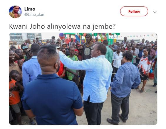 Limo limo_alan follow kwani joho alinyolewa na jembe?