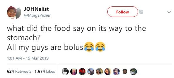 Johnalist mpigapicher follow what did the food say on its way to the stomach? al