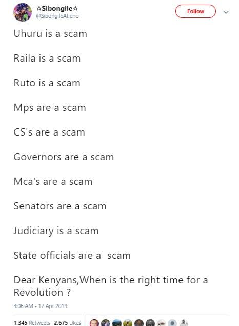 Sibongilen sibongiletieno follow uhuru is a scam raila is a scam ruto is a scam