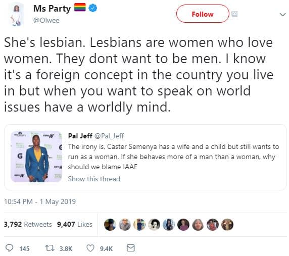 Ms party olwee follow she's lesbian lesbians are women who love women. they dont