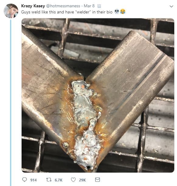 Krazy kascy hotmessmaness mar guys weld like this and have welder in their bio 9