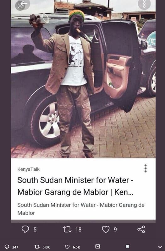 Kenyatalk south sudan minister for water mabior garang de mabior ken . south sud