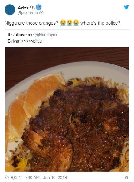 Adzz aserembax nigga are those oranges? hf where s the police? its above me nuru