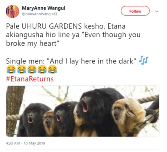 Maryanne wangui maryannwanguike follow pale uhuru gardens kesho, etana akiangush