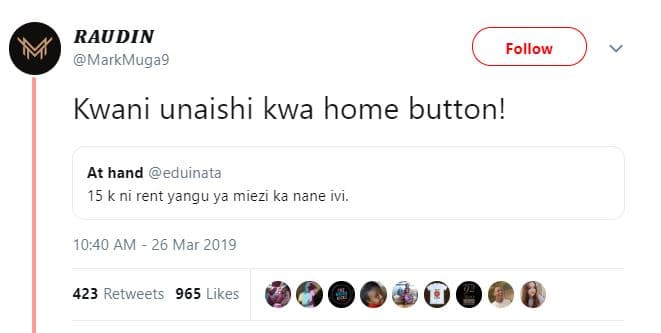 Raudin markmugag follow kwani unaishi kwa home button! at hand eduinata 15 k ni