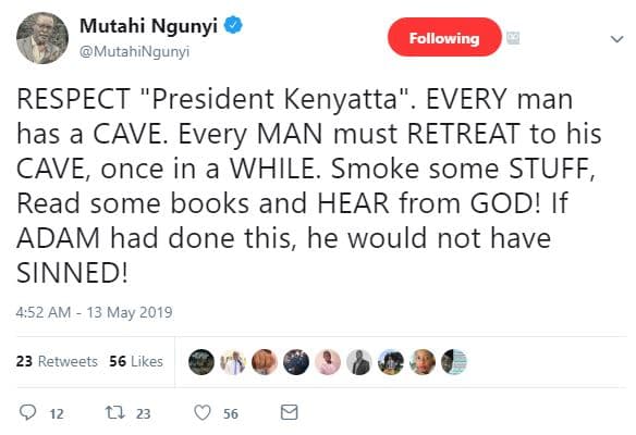 Mutahi ngunyi mutahingunyi following respect 'president kenyatta' every man has