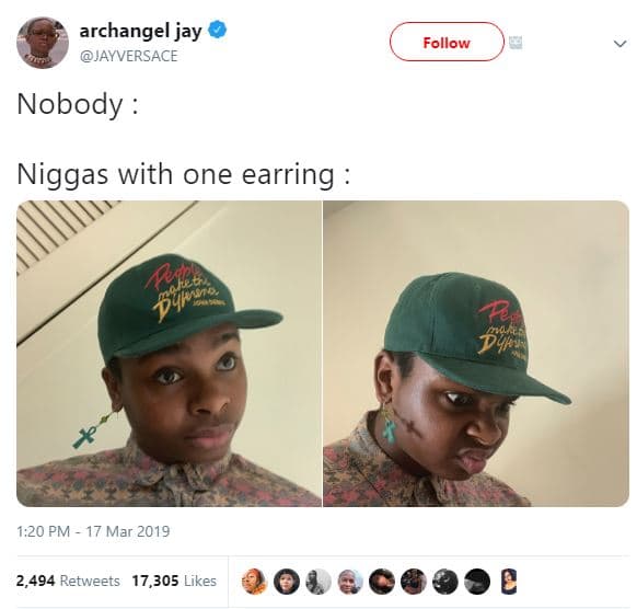 Archangel jay jayversace follow nobody niggas with one earring dw2 dyk 1.20 pm 1
