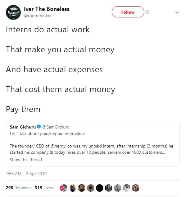 Ivar the boneless roomthinker follow interns do actual work that make you actual