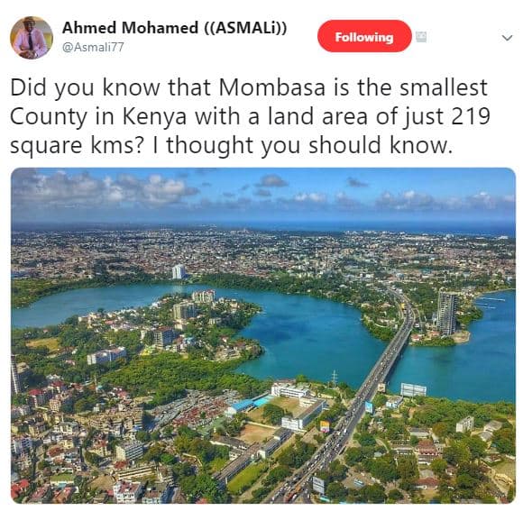 Ahmed mohamed asmali asmali77 following did you know that mombasa is the smalles