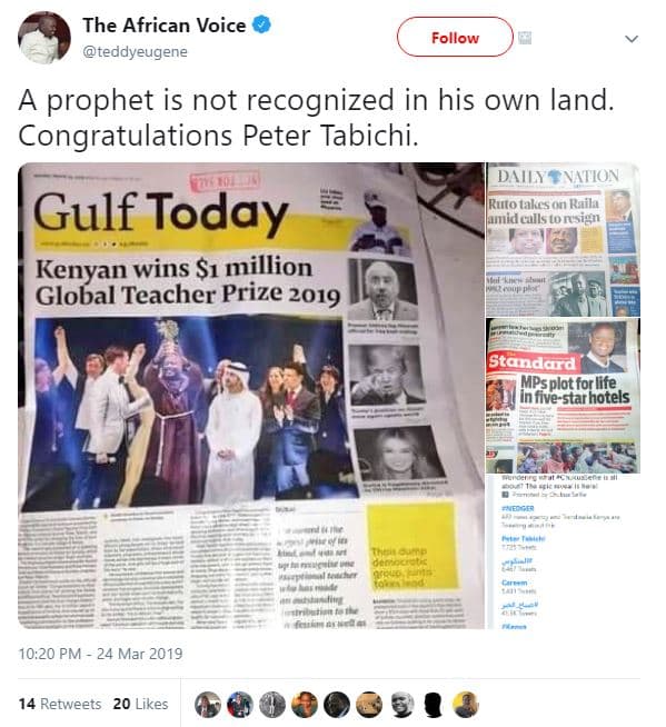 The african voice teddyeugene follow a prophet is not recognized in his own land