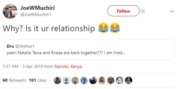 Joewmuchiri joewmuchiri1 follow why? is it ur relationship dru wefwel yaani nata