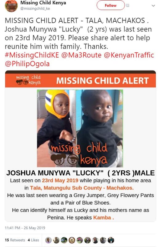 Missing child kenya missingchild_ke follow missing child alert tala, machakos jo