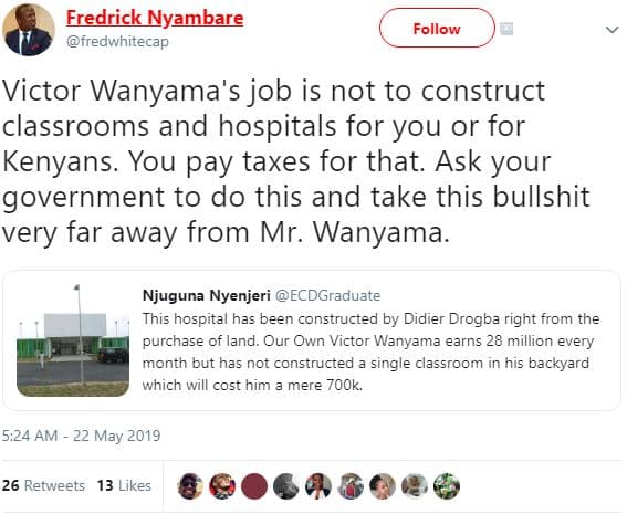 Fredrick nyambare fredwhitecap follow victor wanyama's job is not to construct c