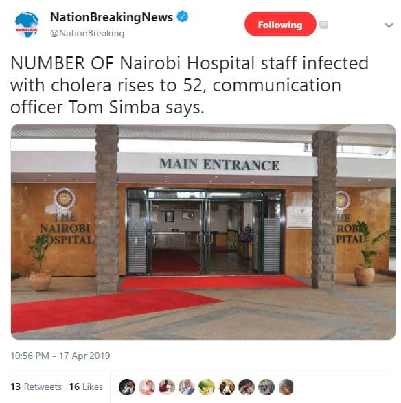 Nationbreakingnews nationbreaking following number of nairobi hospital staff inf