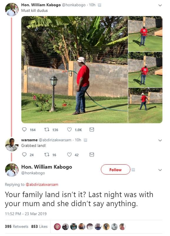 Hon. william kabogo honkabogo 10h mus kill dudus 164 t 136 1.ok warsame abdiriza