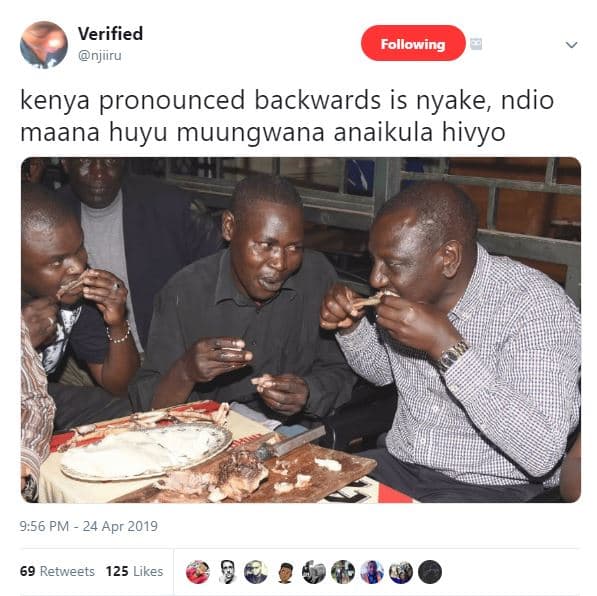 Verified njiiru following kenya pronounced backwards is nyake ndio maana huyu mu
