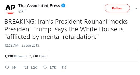 The associated press ap ap follow breaking iran's president rouhani mocks presid