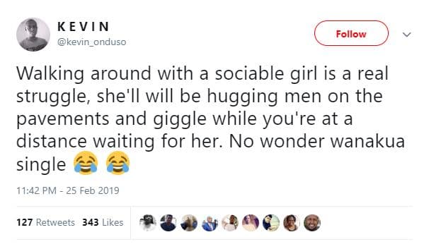 Kevin kevin_onduso follow walking around with a sociable girl is a real struggle