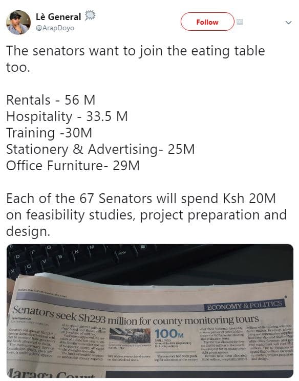 Lè general arapdoyo follow the senators want to join the eating table too rental