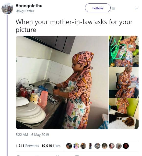 Bhongolethu ngulethu follow when your motherinlaw asks for your picture 8.22 am