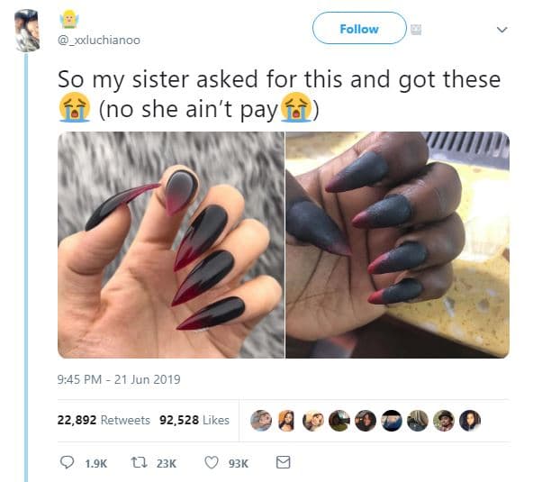 Follow xxluchianoo so my sister asked for this and got these no she ain't pay 9,