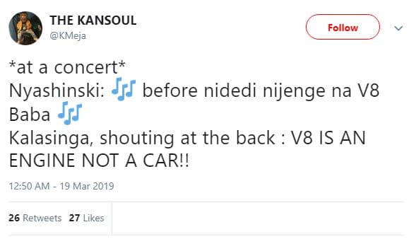 The kansoul kmeja follow at concert nyashinski jjf before nidedi nijenge na v8 b