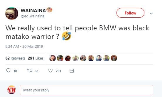Wainaina ed_wainaina follow we really used to tell people bmw was black matako w