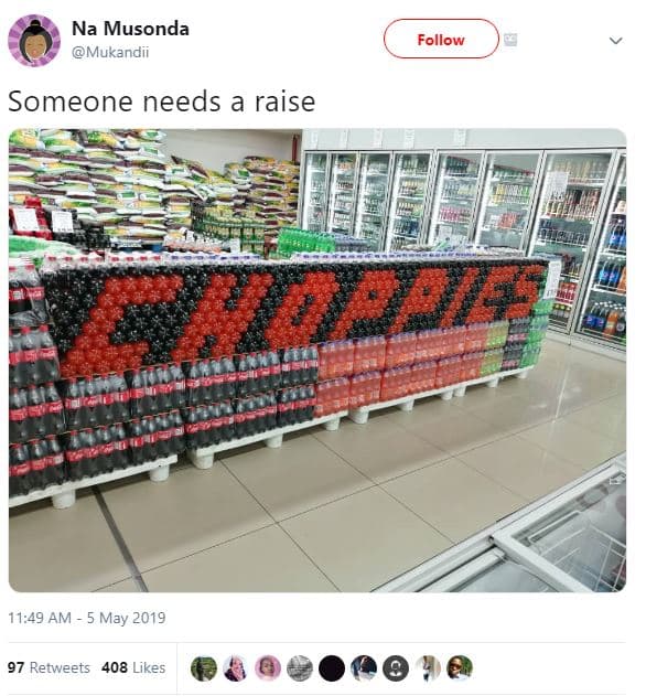 Na musonda mukandii follow someone needs a raise re 11.49 am 5 may 97 retweets 4