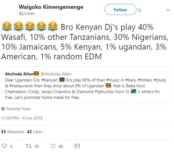 Waigoko kimengemenge jrobah follow bro kenyan dj's play 40 wasafi, 10 other tanz