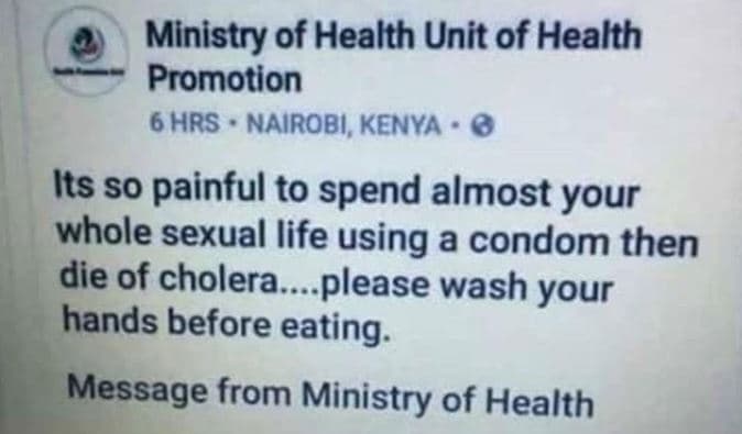 Ministry of health unit of health promotion 6 hrs nairobi, kenya its so painful