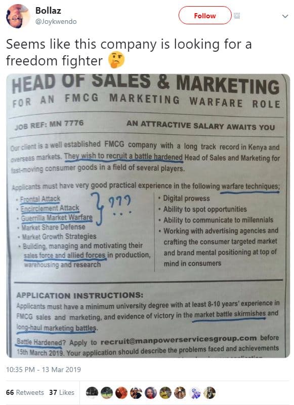 Bollaz joykwendo follow seems like this company is looking for freedom fighter h