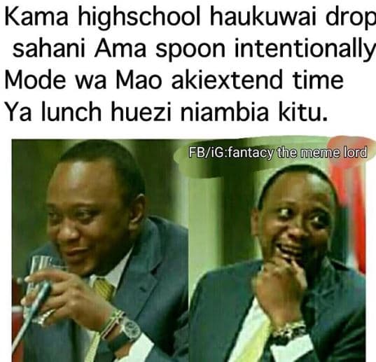 Kama highschool haukuwai drop sahani ama spoon intentionally mode wa mao akiexte