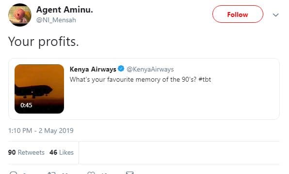 Agent aminu. ni_mensah follow your profits. kenya airways kenyaairways what ycur