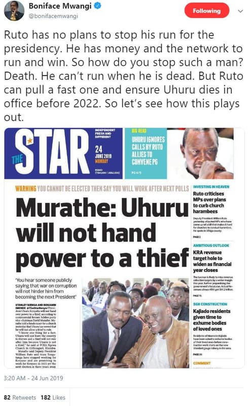 Boniface mwangi bonifacemwangi following ruto has no plans to stop his run for t