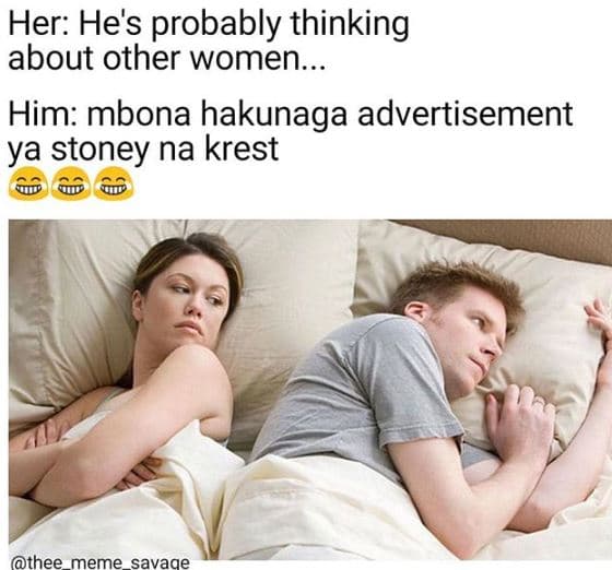 Her he's probably thinking about other women.. him mbona hakunaga advertisement
