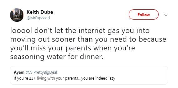 Keith dube mrexposed follow looool don't let the internet gas you into moving ou