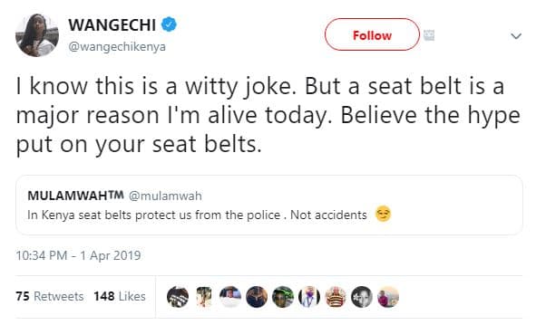 Wangechi wangechikenya follow know this is witty joke but a seat belt is a major