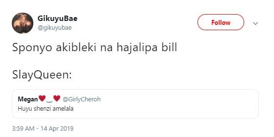 Gikuyubae gikuyubae follow sponyo akibleki na hajalipa bill slayqueen megan girl