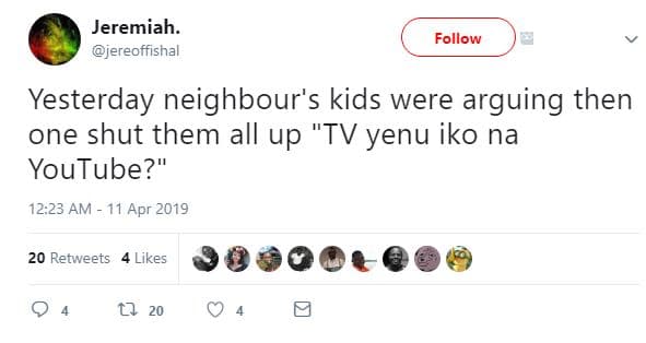 Jeremiah jereoffishal follow yesterday neighbour's kids were arguing then one sh