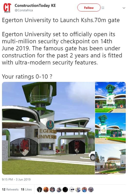 C constructiontoday ke constafrica follow egerton university to launch kshs.7om