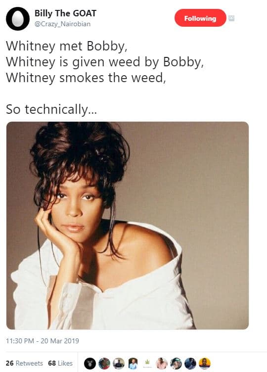 Billy the goat crazy_nairobian following whitney met bobby, whitney is given wee