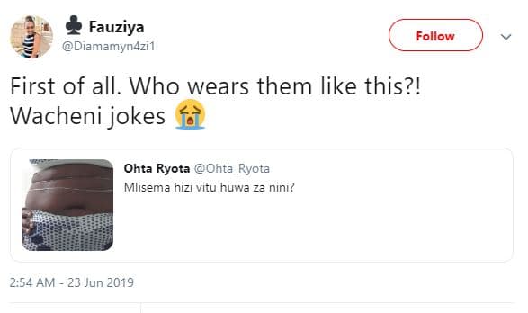 Fauziya diamamyn4zi1 follow first of all. who wears them like this?! wacheni jok