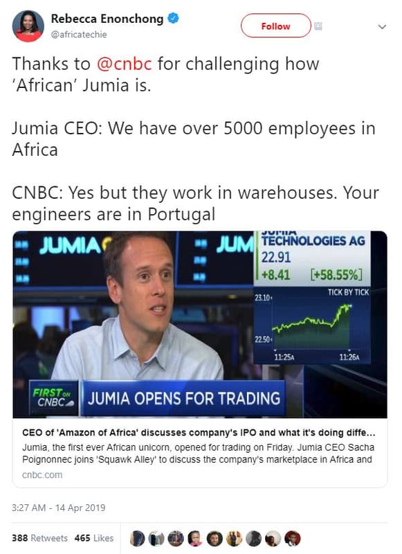 Rebecca enonchong africatechie follow thanks to cnbc for challenging how african