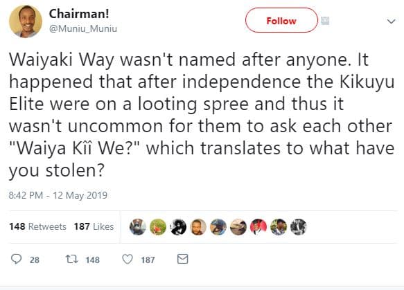 Chairman! muniu_muniu follow waiyaki way wasn't named after anyone. it happened