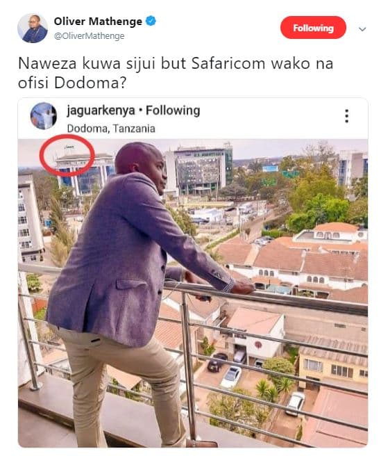 Oliver mathenge olivermathenge following naweza kuwa sijui but safaricom wako na