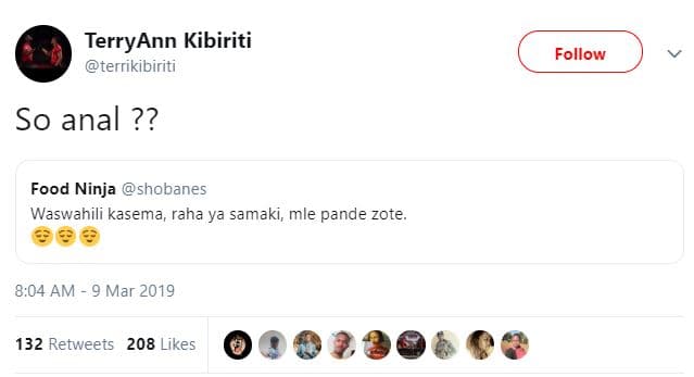 Terryann kibiriti terrikibiriti follow so anal ?? food ninja shobanes waswahili