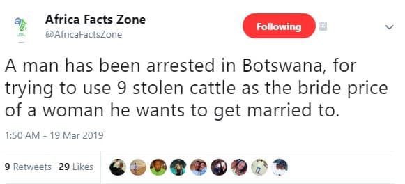 Africa facts zone africafactszone following a man has been arrested in botswana,
