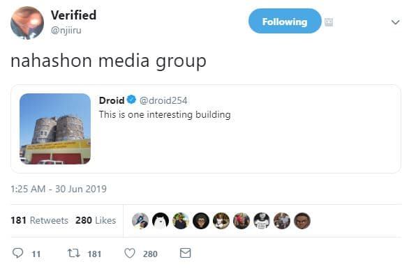 Verified njiiru following nahashon media group droid droid254 this is one intere